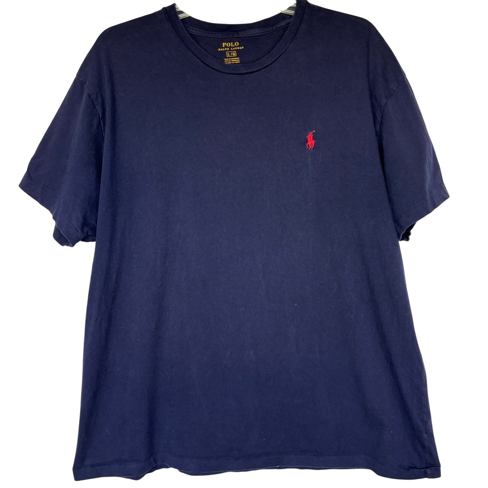 Polo Ralph Lauren Mens Navy Blue Short Sleeve T-shirt L Embroidered Red Pony
